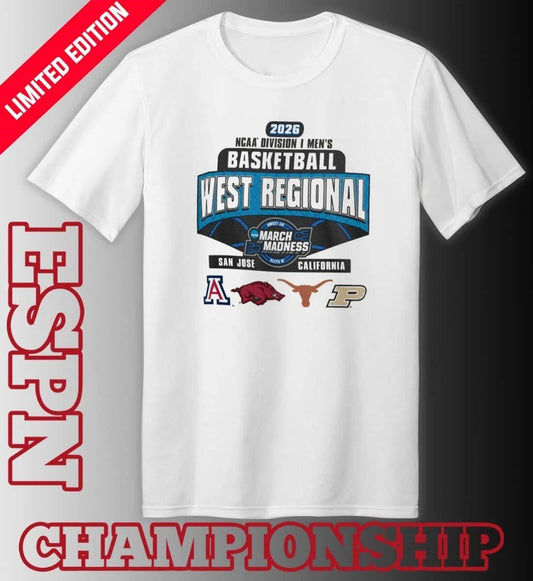 4 Teams West Regional 2026 NCAA DI Men’s Basketball Sweet Sixteen T-Shirt