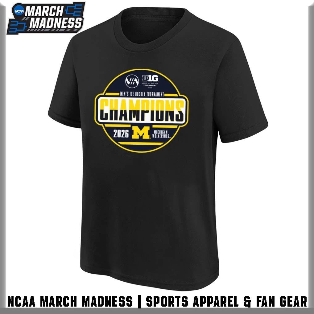 Michigan Wolverines 2026 Big Ten Men’s Ice Hockey Tournament Champions Locker Room T-Shirt