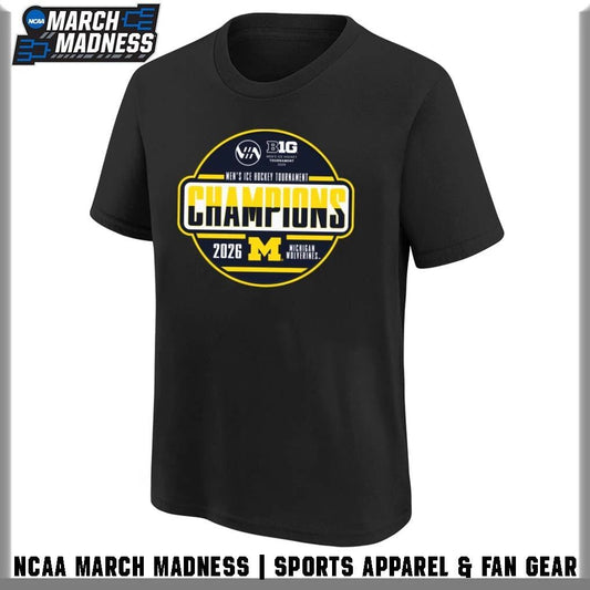 Michigan Wolverines 2026 Big Ten Men’s Ice Hockey Tournament Champions Locker Room T-Shirt