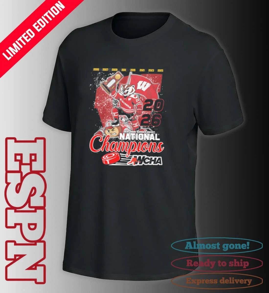 Wisconsin Badgers Mascot Defeat OSU NCAA Frozen Four Women’s Ice Hockey National Champions T-shirt