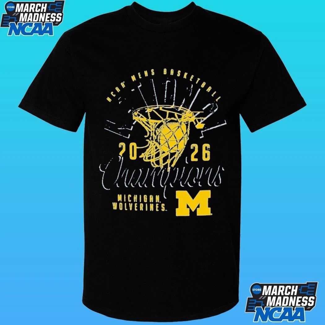 Michigan Wolverines 2026 NCAA Men’s Basketball National Champions Distressed Net Shirt