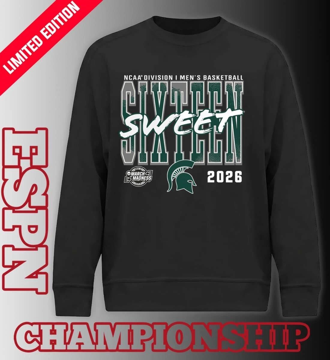 Michigan State Spartans 2026 NCAA Men’s Basketball Tournament March Madness Sweet 16 T-Shirt