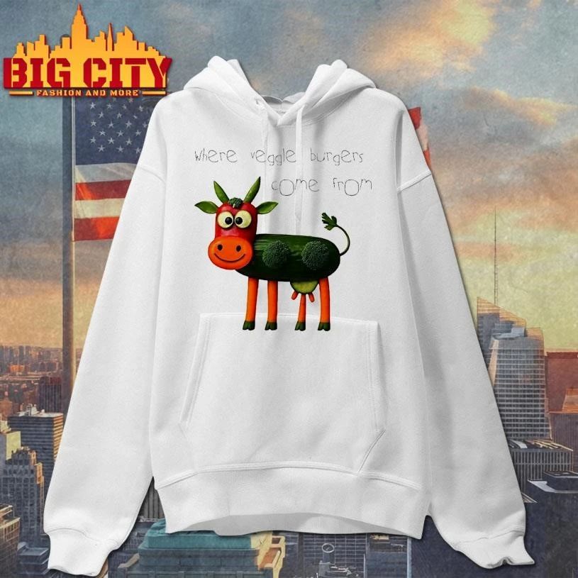 Where Veggie Burgers Come From Veggie Cow Graphic Funny Shirt
