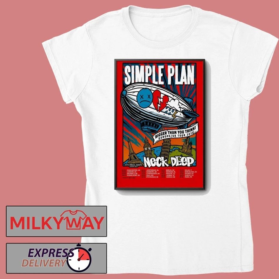 Simple Plan With Neck Deep 2026 Bigger Than You Think Tour Poster shirt