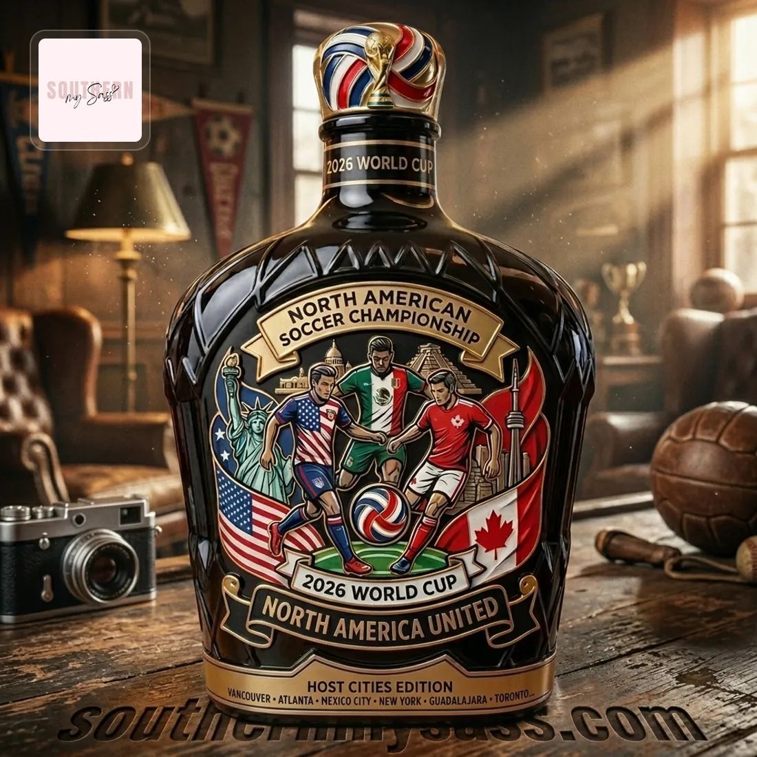 2026 World Cup North American Soccer Championship Limited Edition Whiskey Bottle