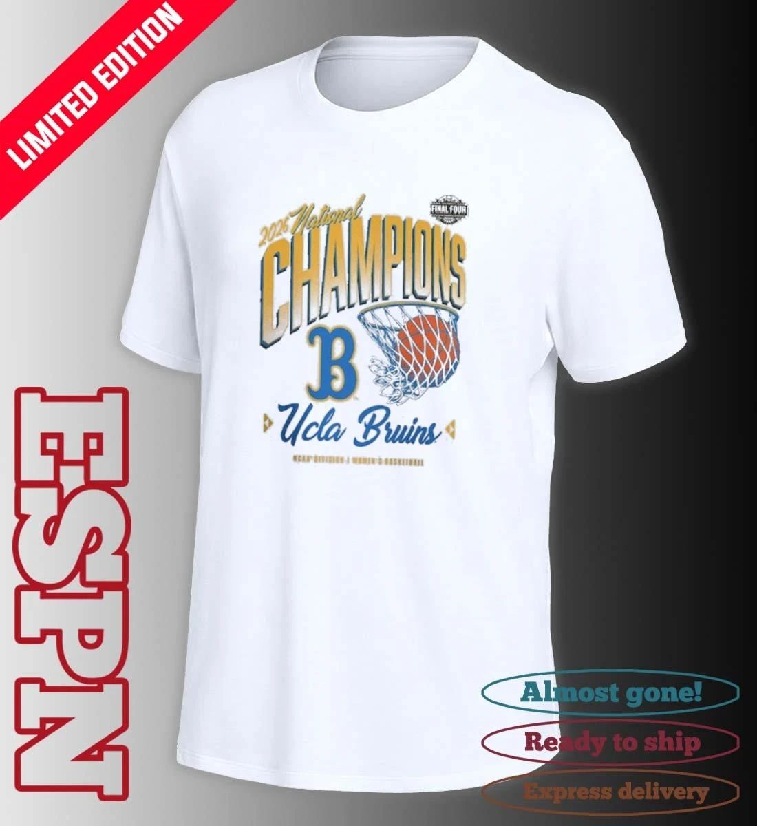 UCLA Bruins NCAA DI Women’s Basketball National Champions Pressure Pulse T-Shirt
