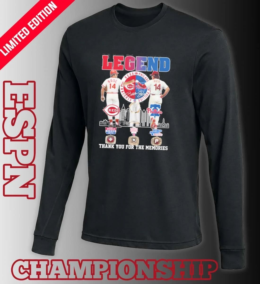 Legend Pete Rose Reds And Phillies Shirt
