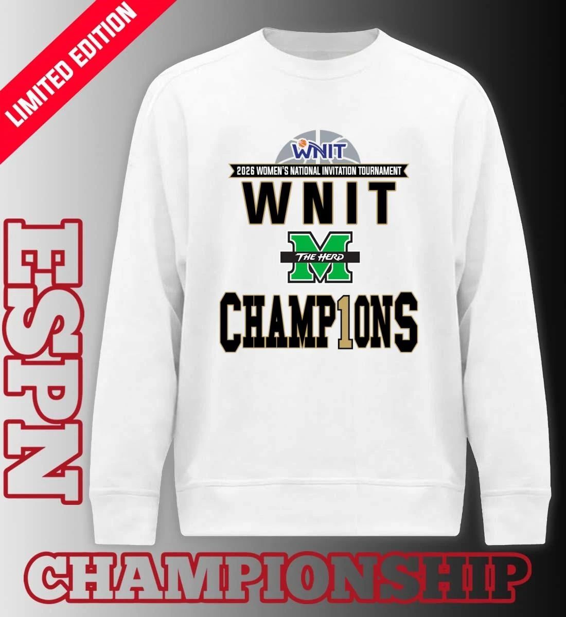 Marshall University Thundering Herd 2026 Women’s NIT Champions Locker Room T-Shirt