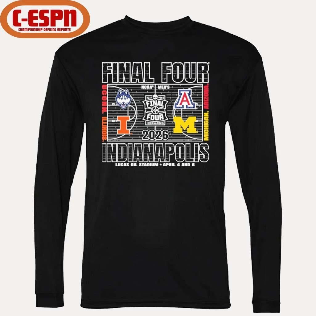 Michigan Wolverines 2026 Men’s Basketball Final Four 4-Team Court T-Shirt