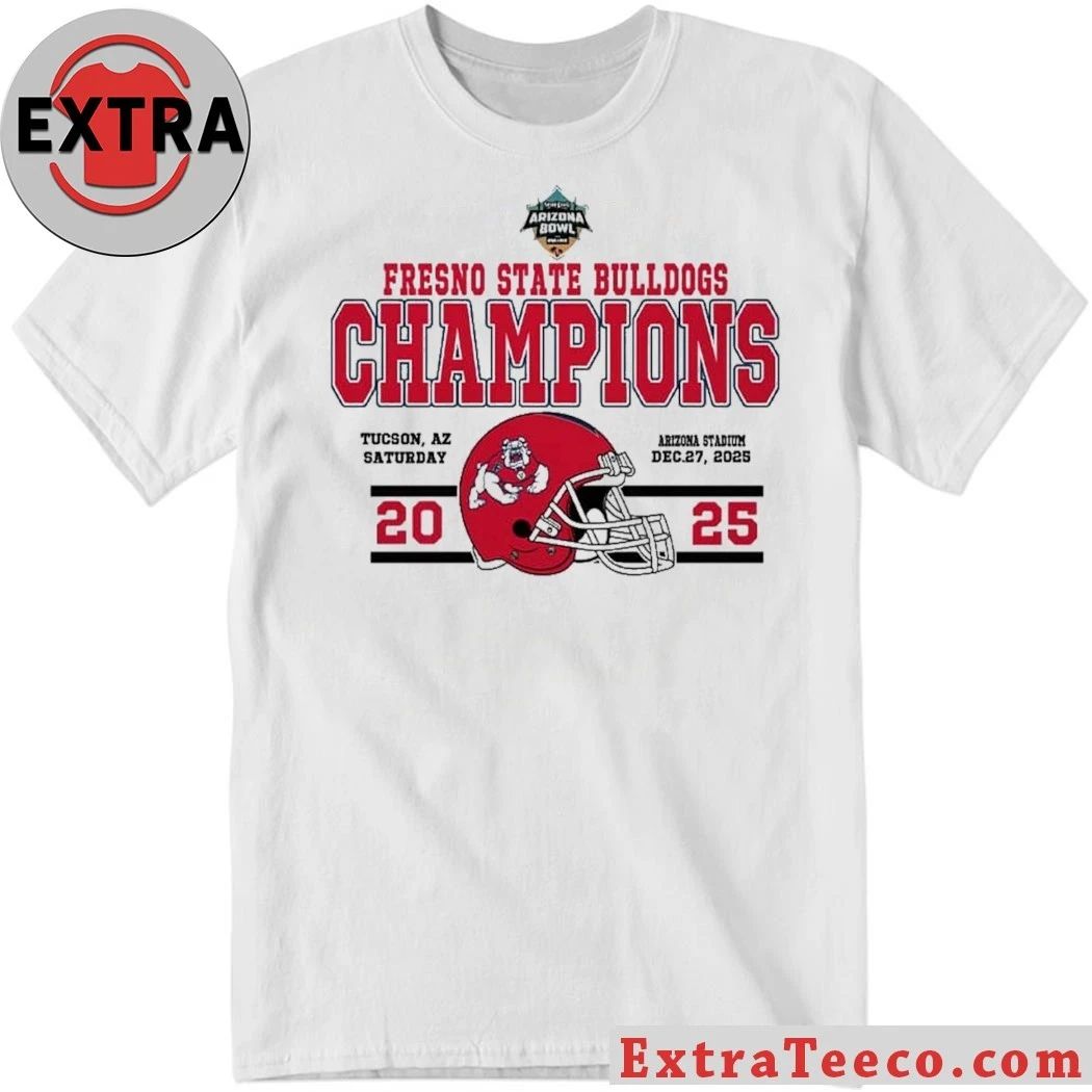 Fresno State Bulldogs Football Champions 2025 Snoop Dogg Arizona Bowl presented by Gin And Juice Helmet And Logo T-Shirt