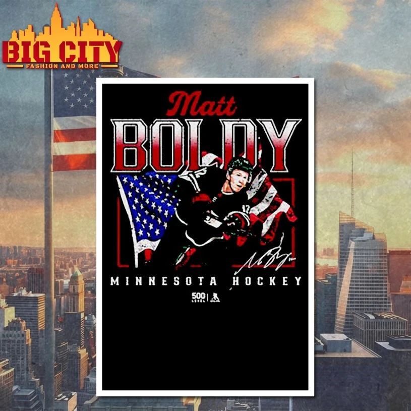 Matt Boldy Minnesota USA Flag signature t-shirt