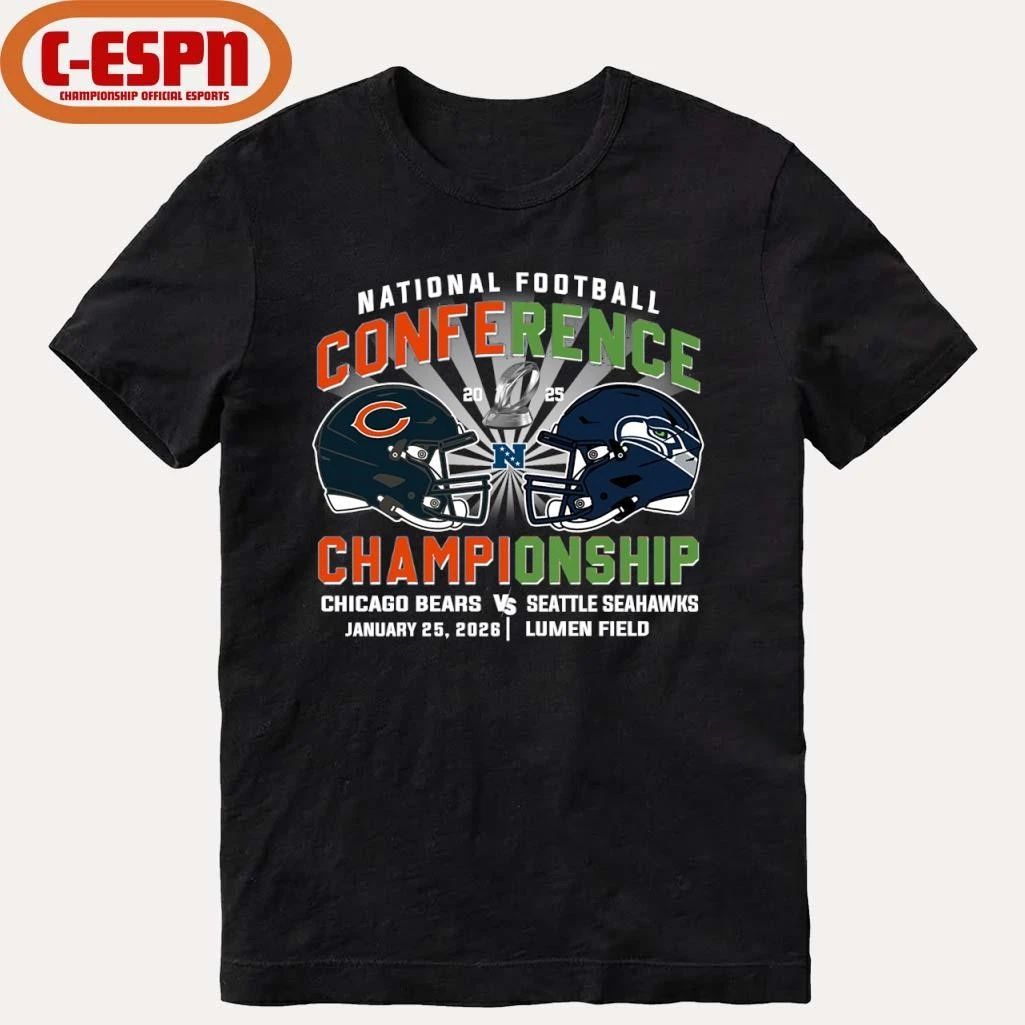 Bears Vs Seahawks NFC Conference Championship Duel Helmet T-Shirt