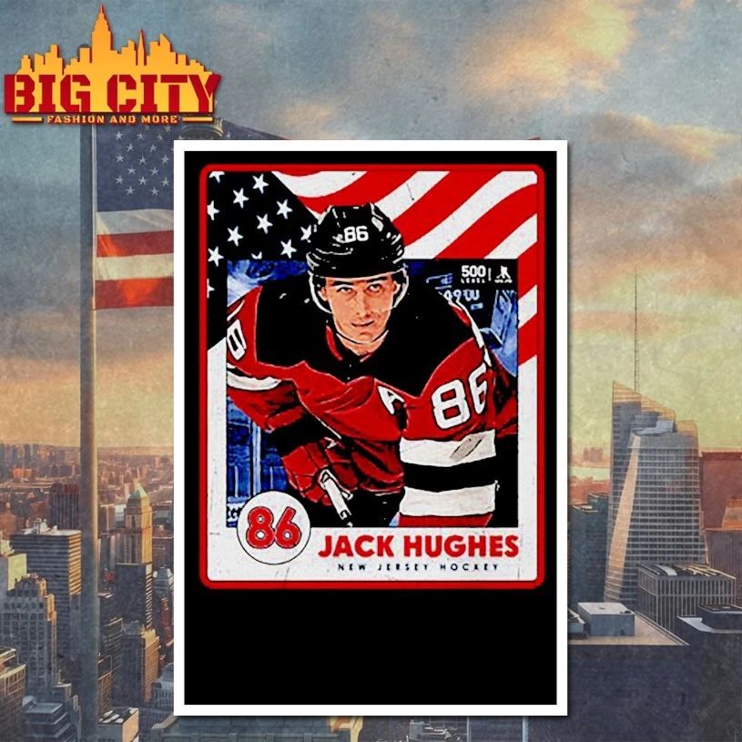 Jack Hughes New Jersey USA Card t-shirt