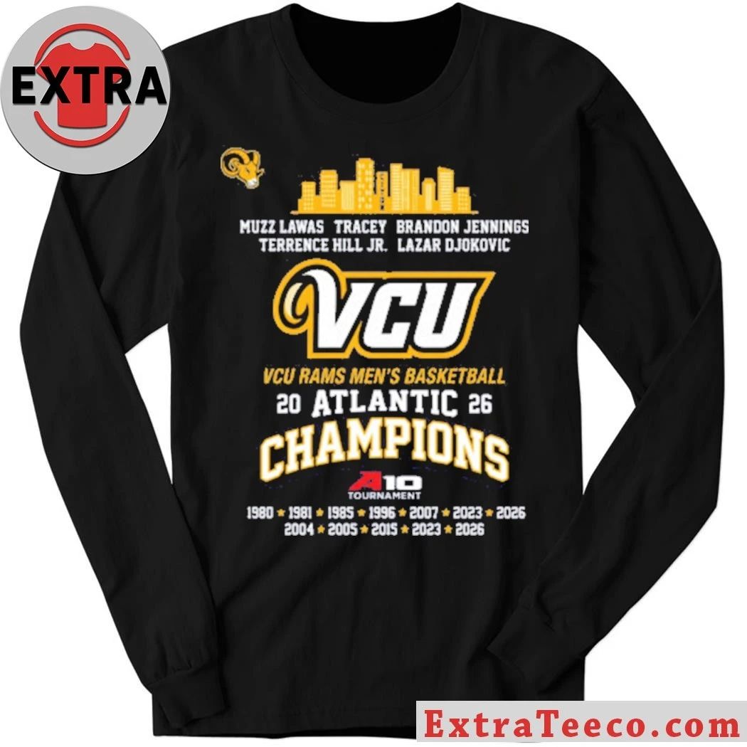 Skyline Vcu Rams Men’s Basketball 2026 Atlantic 10 Champions Graphic T-Shirt