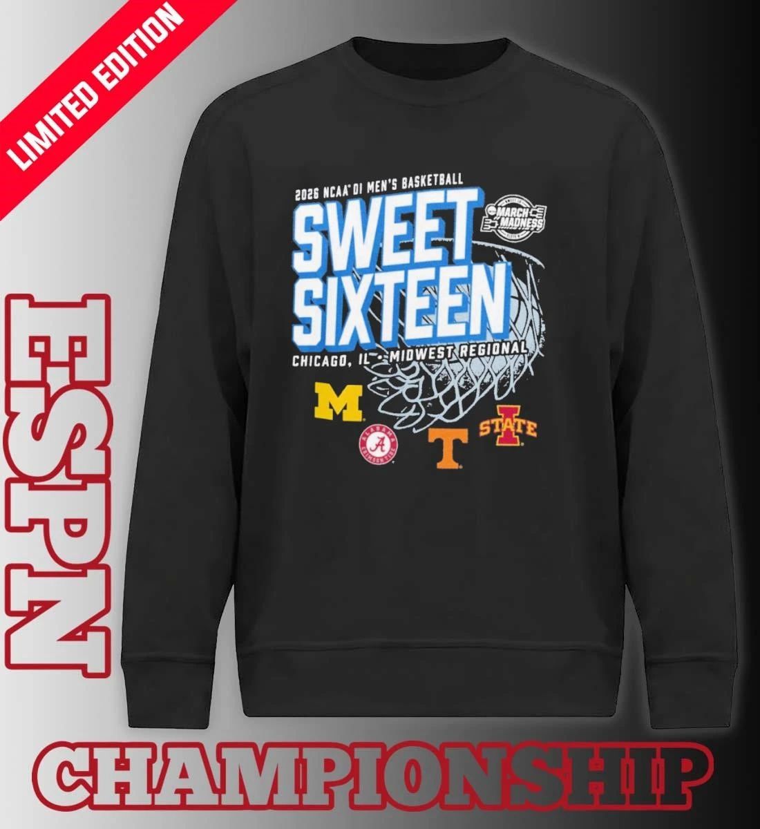 Chicago, IL Midwest Regional 2026 NCAA DI Men’s Basketball Sweet Sixteen T-Shirt