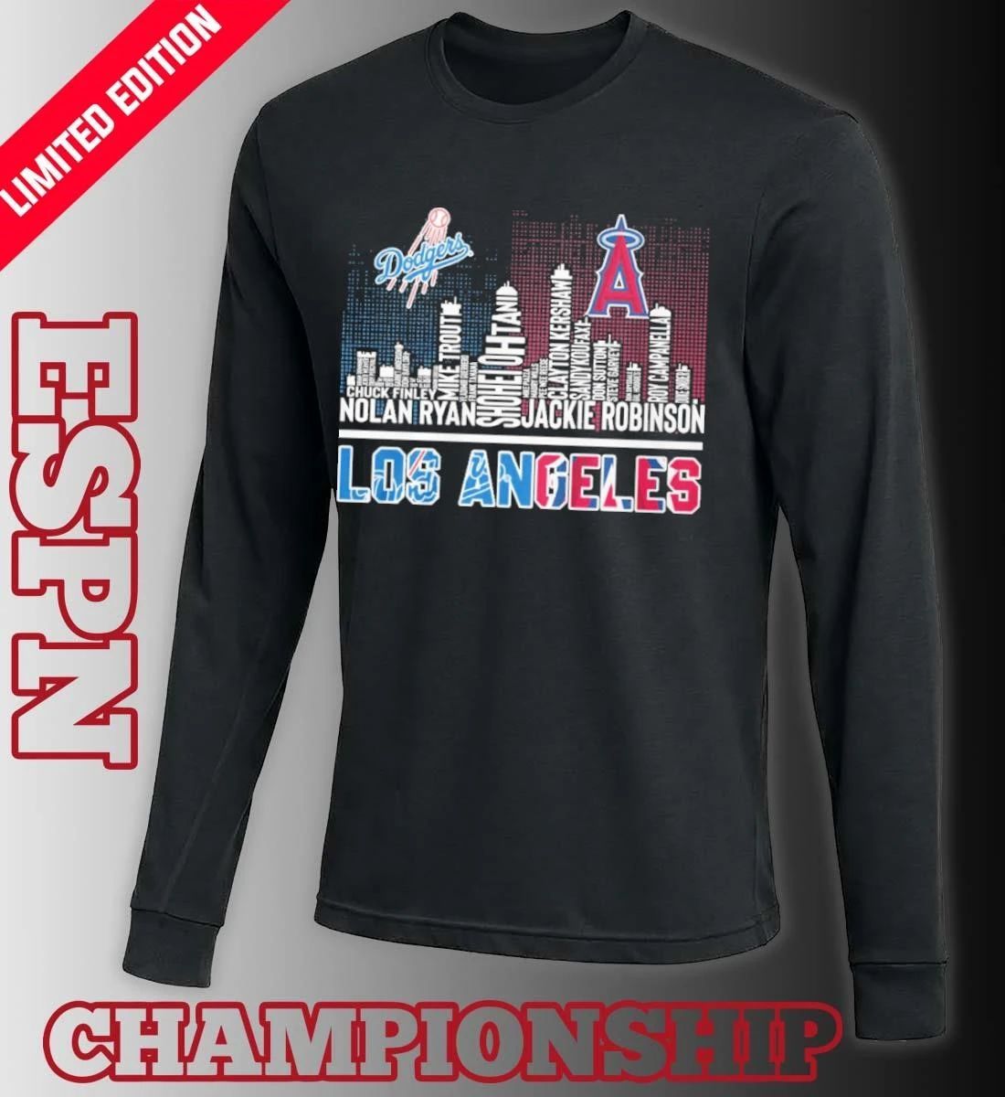 Los Angeles Dodgers And Los Angeles Angels Skyline Players Name Shirt