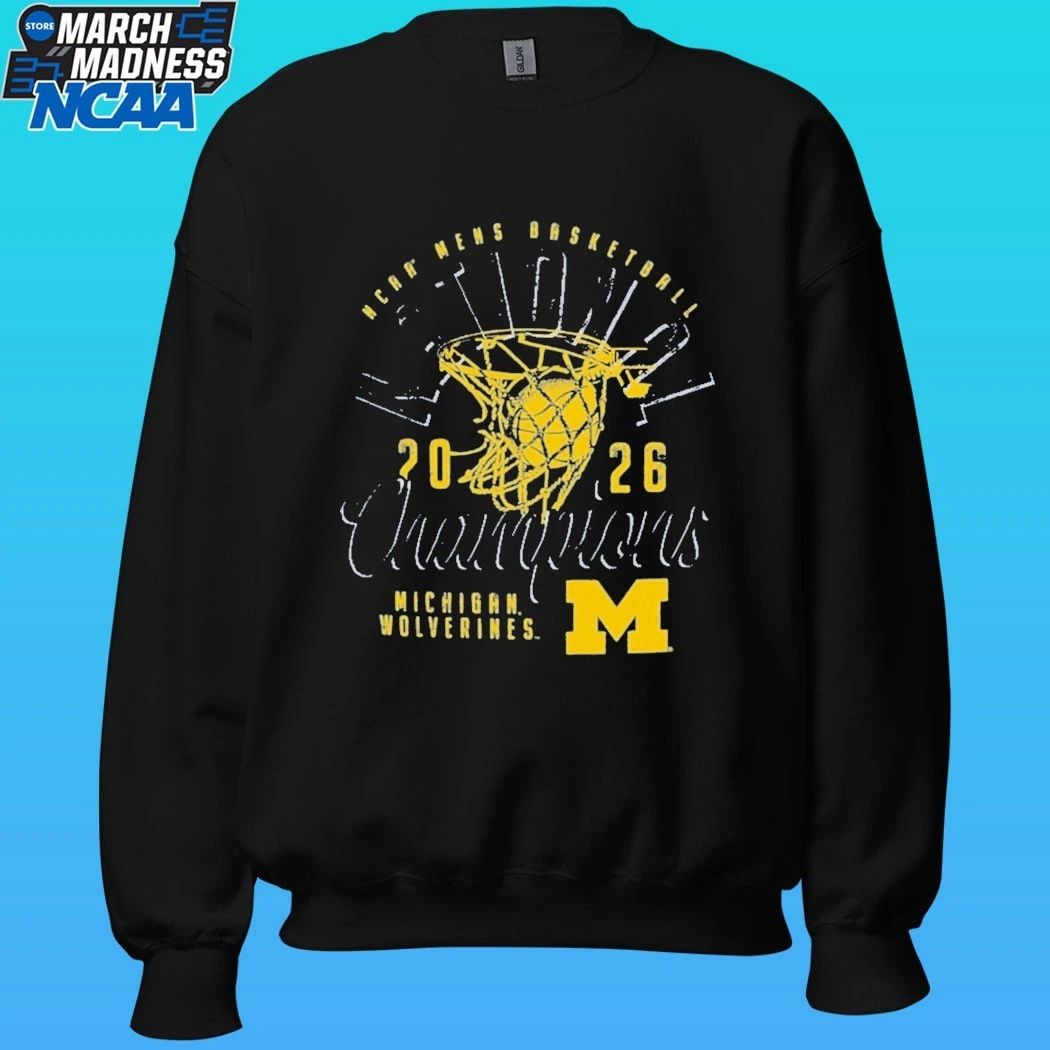 Michigan Wolverines 2026 NCAA Men’s Basketball National Champions Distressed Net Shirt
