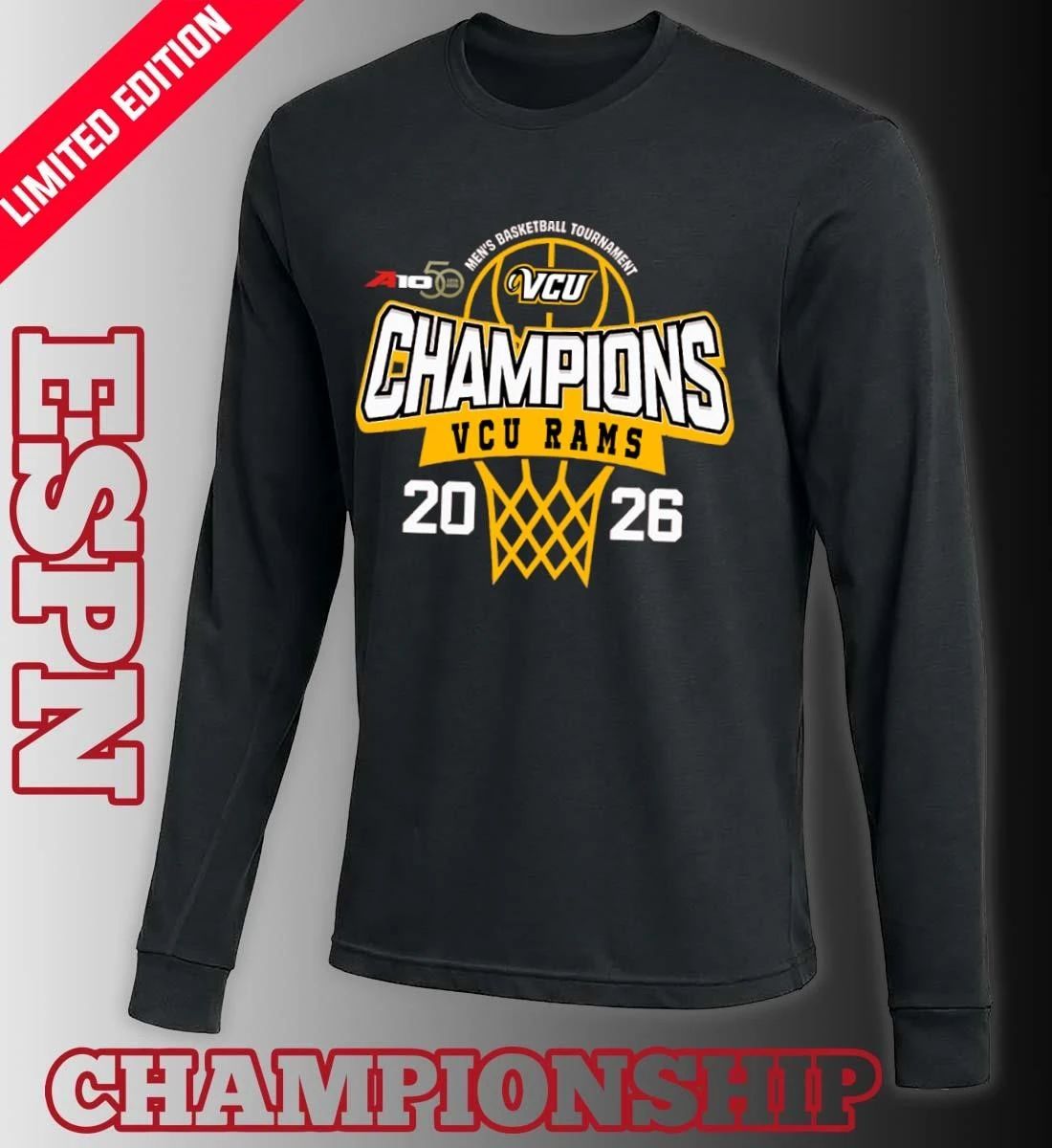 VCU Rams 2026 Atlantic 10 Men’s Basketball Tournament Champions Shirt