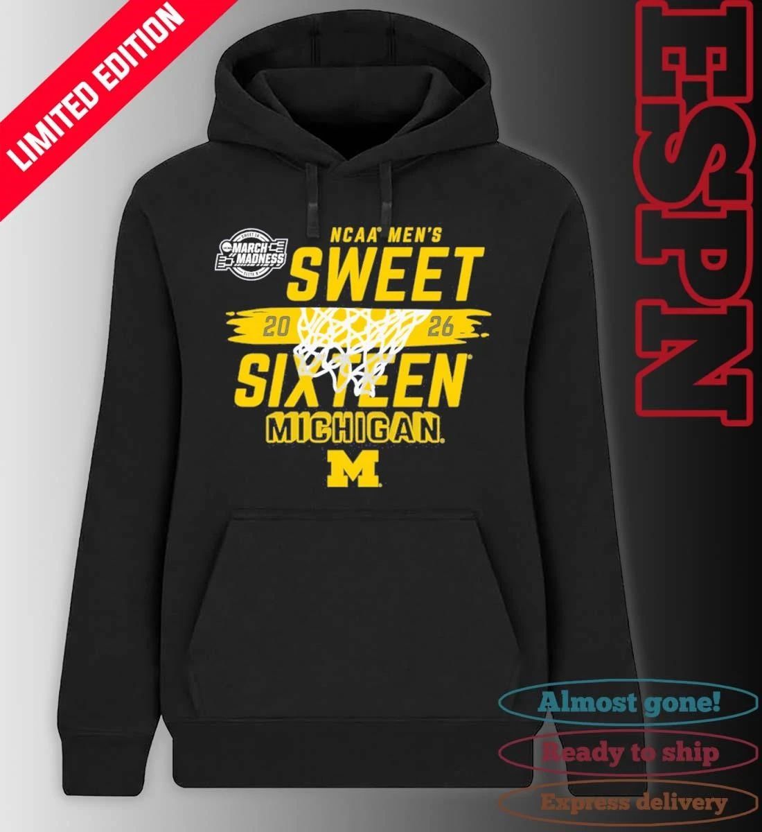 NCAA Men’s Sweet Sixteen Michigan Wolverines Basketball 2026 Shirt