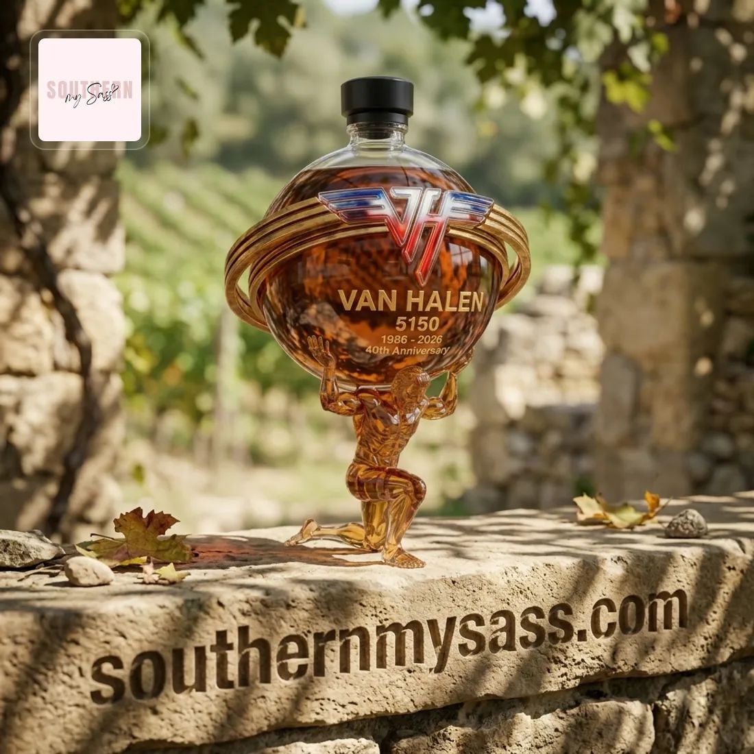 Van Halen 5150 40th Anniversary Collector’s Edition Atlas Whiskey Bottle