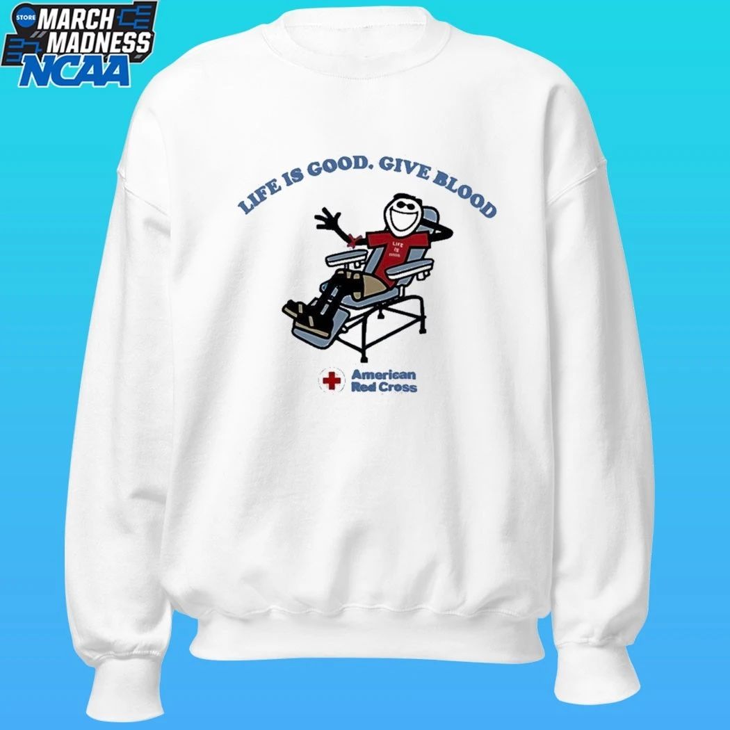 Life Is Good Give Blood American Red Cross Shirt