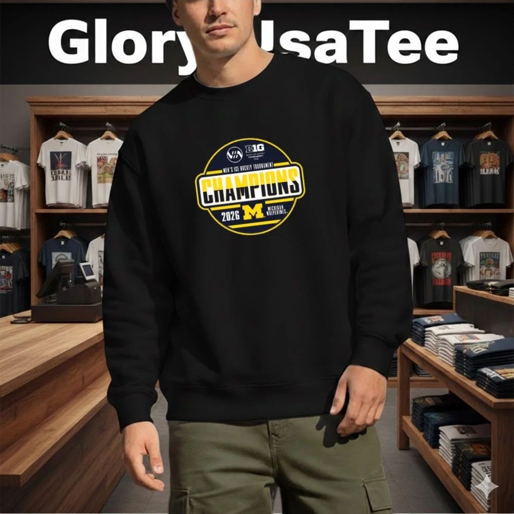 Michigan Wolverines Blue 84 Unisex 2026 Big Ten Men’s Ice Hockey Tournament Champions Locker Room T-Shirt