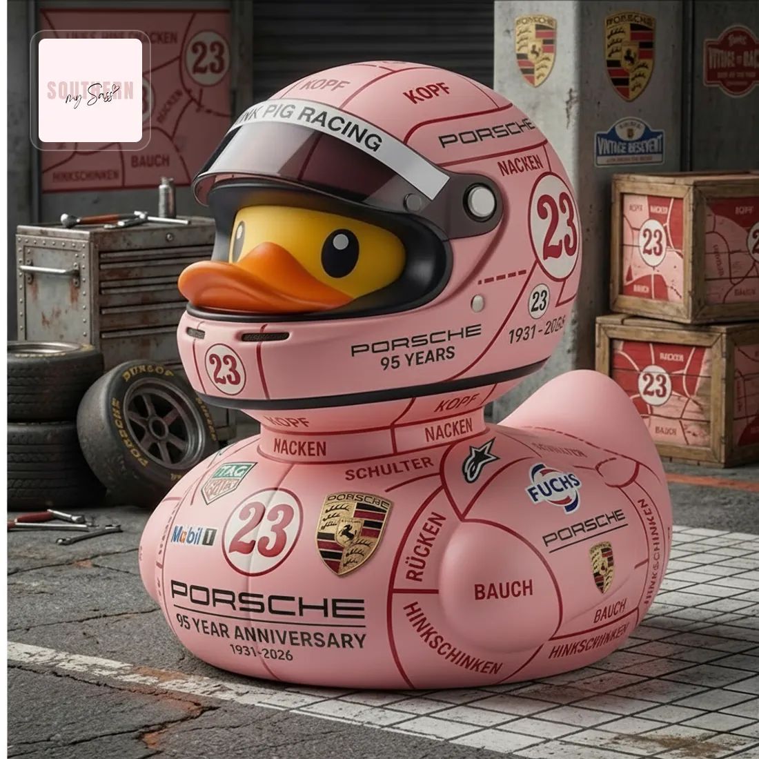 Porsche Pink Pig Racing #23 95 Year Anniversary 1931-2026 Rubber Duck