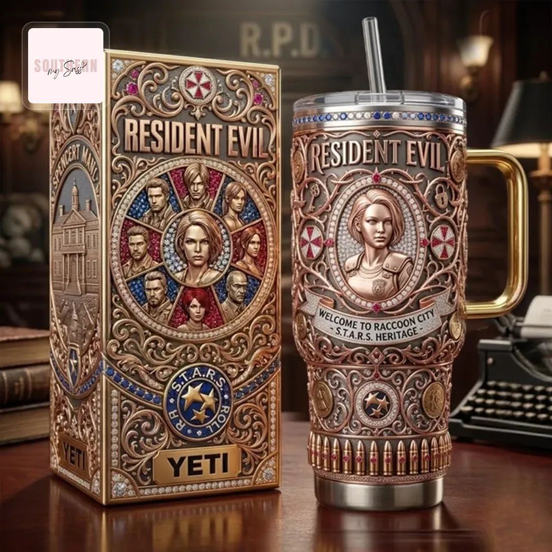 Resident Evil S.T.A.R.S. Heritage Premium Embossed 40oz Tumbler With Handle