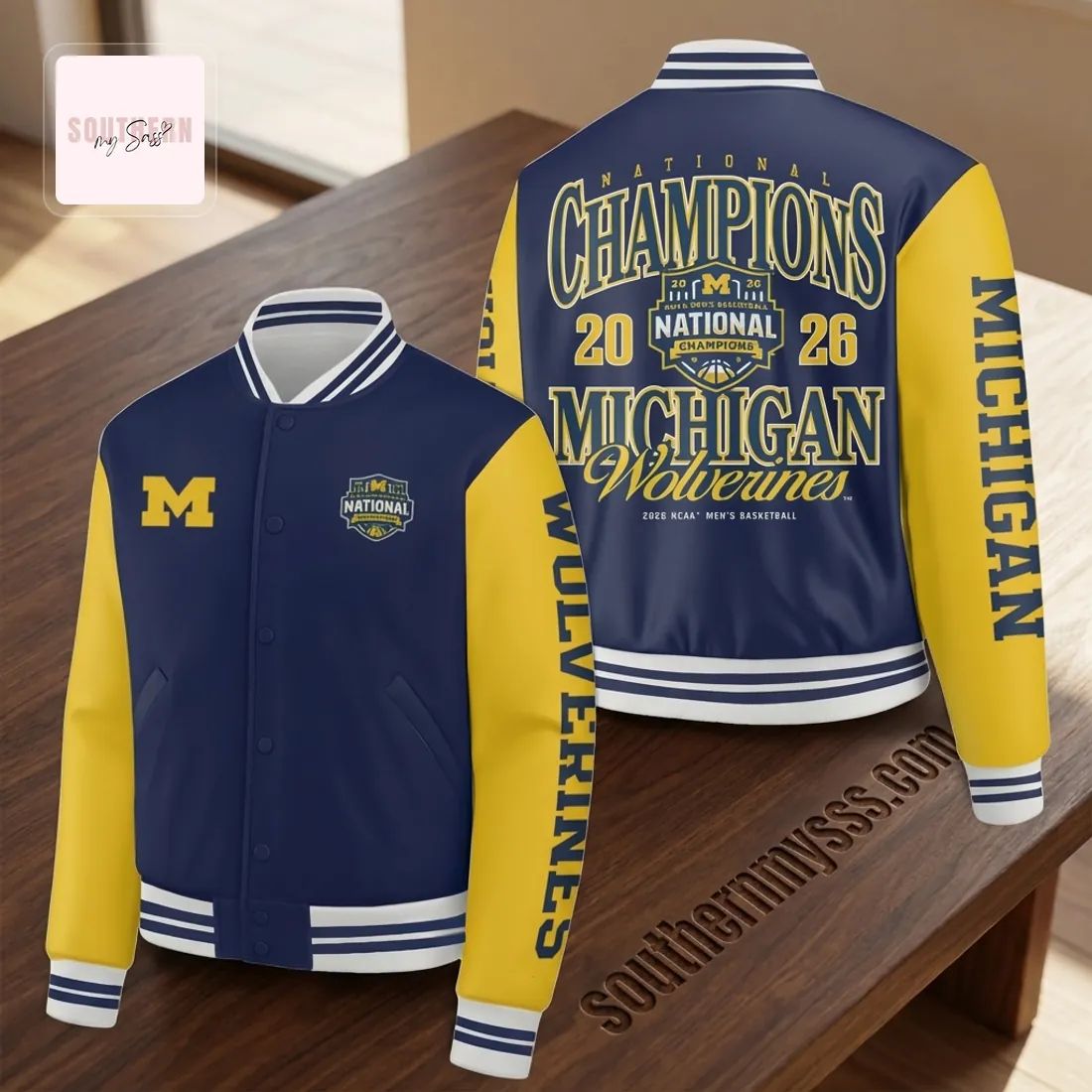 Michigan Wolverines 2026 Men’s Basketball National Champions Baseball Jacket