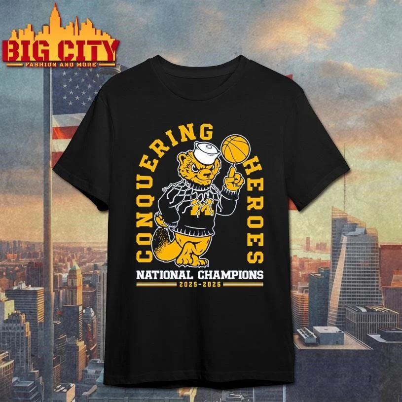 Michigan Wolverines Conquering Heroes Basketball National Champions Shirt