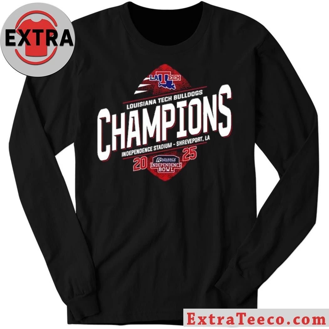 Celebrating the Louisiana Tech Bulldogs’ 2025 Independence Bowl championship at Independence Stadium, Shreveport, LA Logo T-Shirt