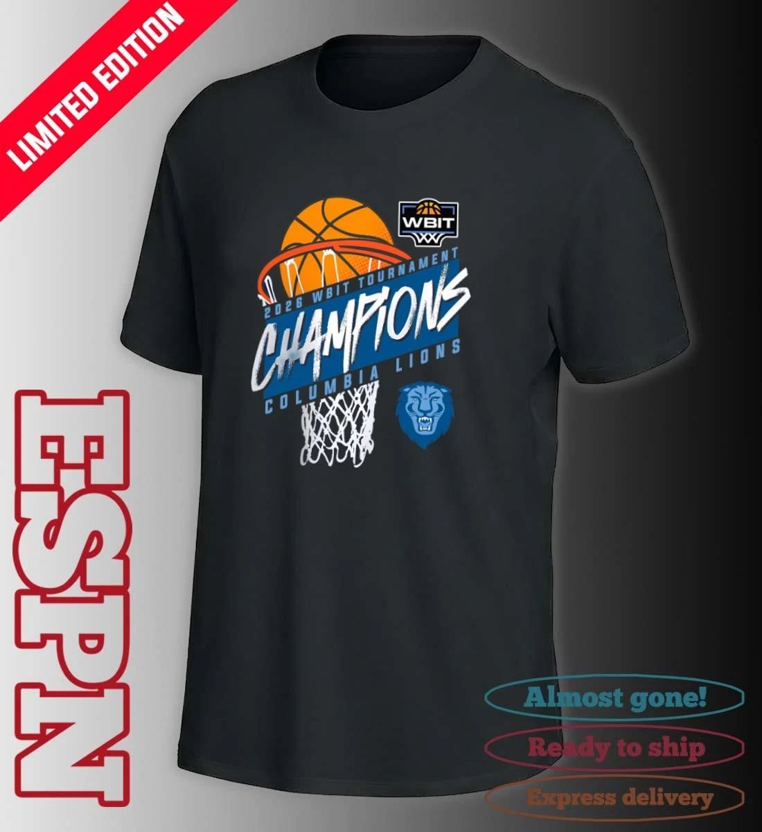 Columbia Lions 2026 WBIT Tournament Champions T-Shirt