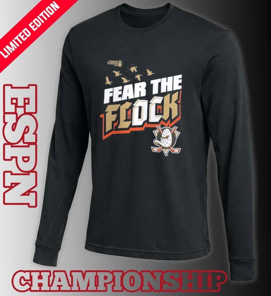 Anaheim Ducks Fear The Flock 2026 Stanley Cup Playoffs Slogan T-Shirt