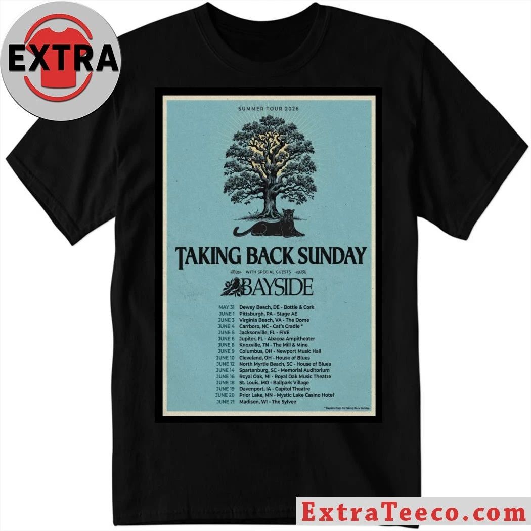 Taking Back Sunday 2026 US Tour with Bayside Poster T-Shirt