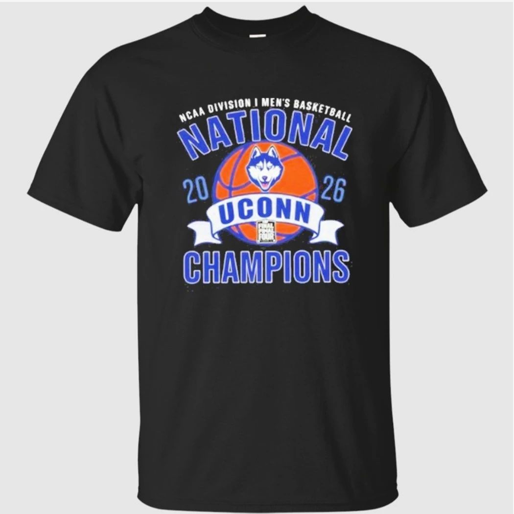 UConn Huskies 2026 NCAA DI Men’s Basketball National Champions T-Shirt