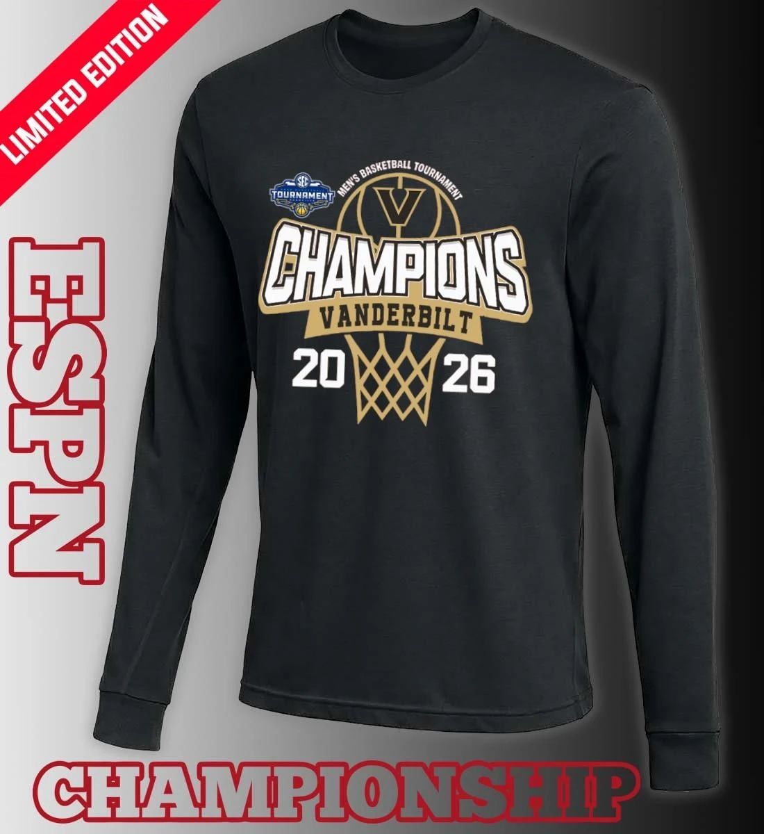 Vanderbilt Commodores 2026 Southeastern Conference Men’s Basketball Tournament Champions Shirt