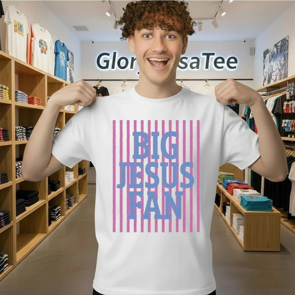 Striped Big Jesus Preppy Christian Shirt