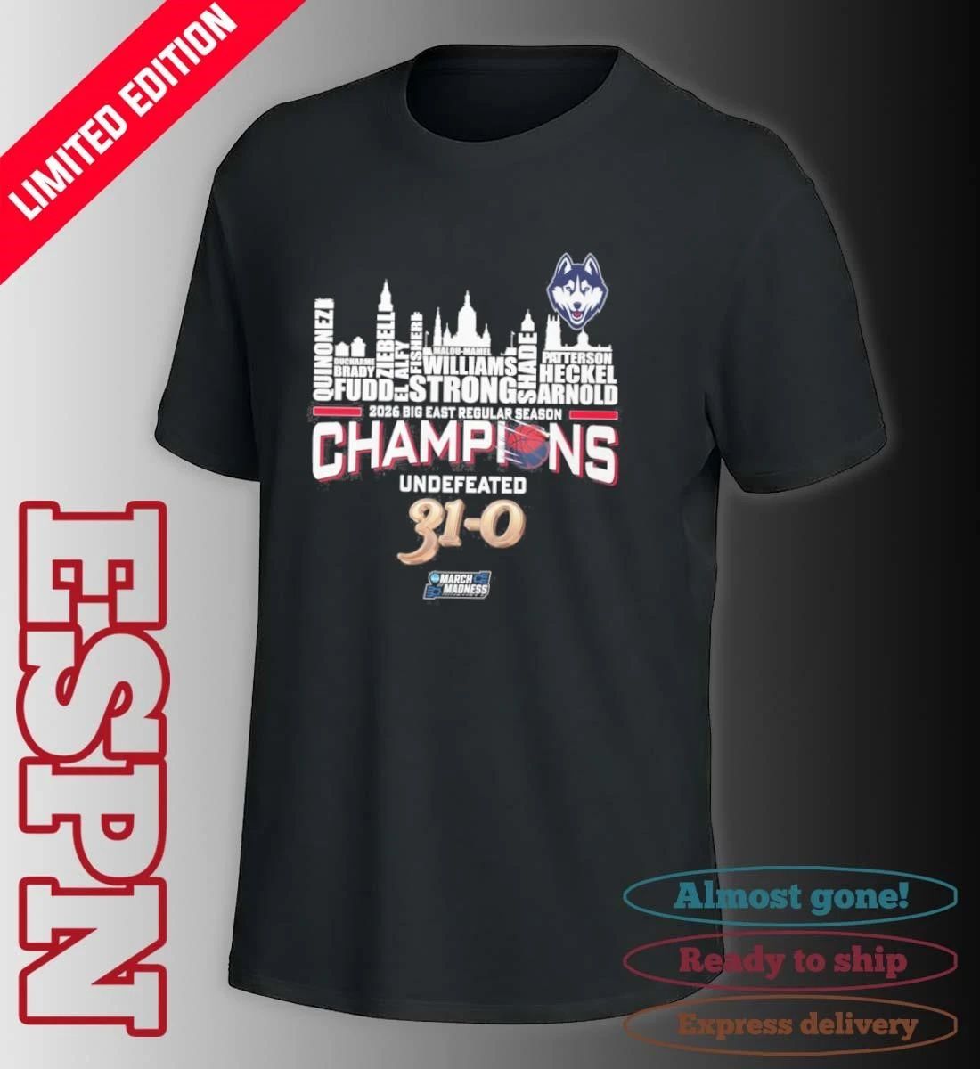 Uconn Huskies Undefeated 2025-2026 Women’s Basketball Regular Season 31-0 Shirt