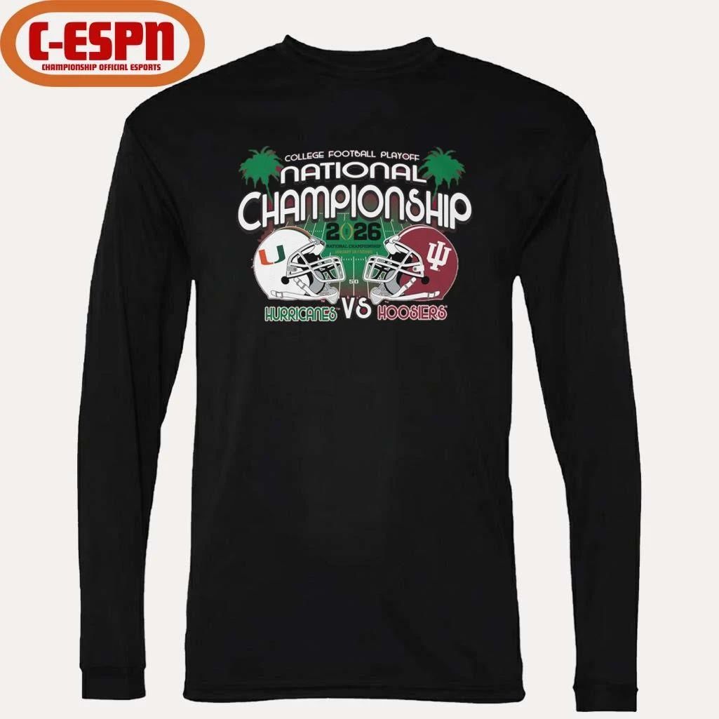 Hurricanes Vs Hoosiers 2026 CFP Championship Game Matchup T-Shirt