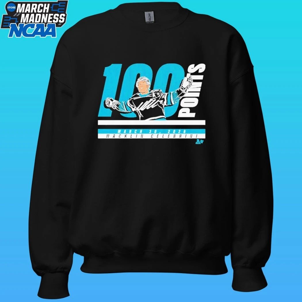 San Jose Sharks Macklin Celebrini 100 Points March 30 2026 Shirt