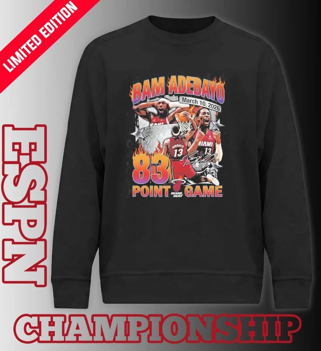 Bam Adebayo Miami Heat 83 Point Game March 10, 2026 Shirt