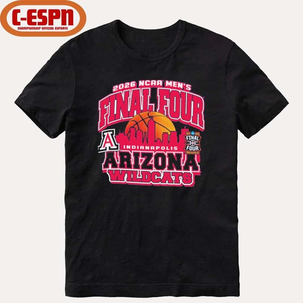 Arizona Wildcats 2026 NCAA Men’s Basketball Final Four Bound Retro Skyline Shirt