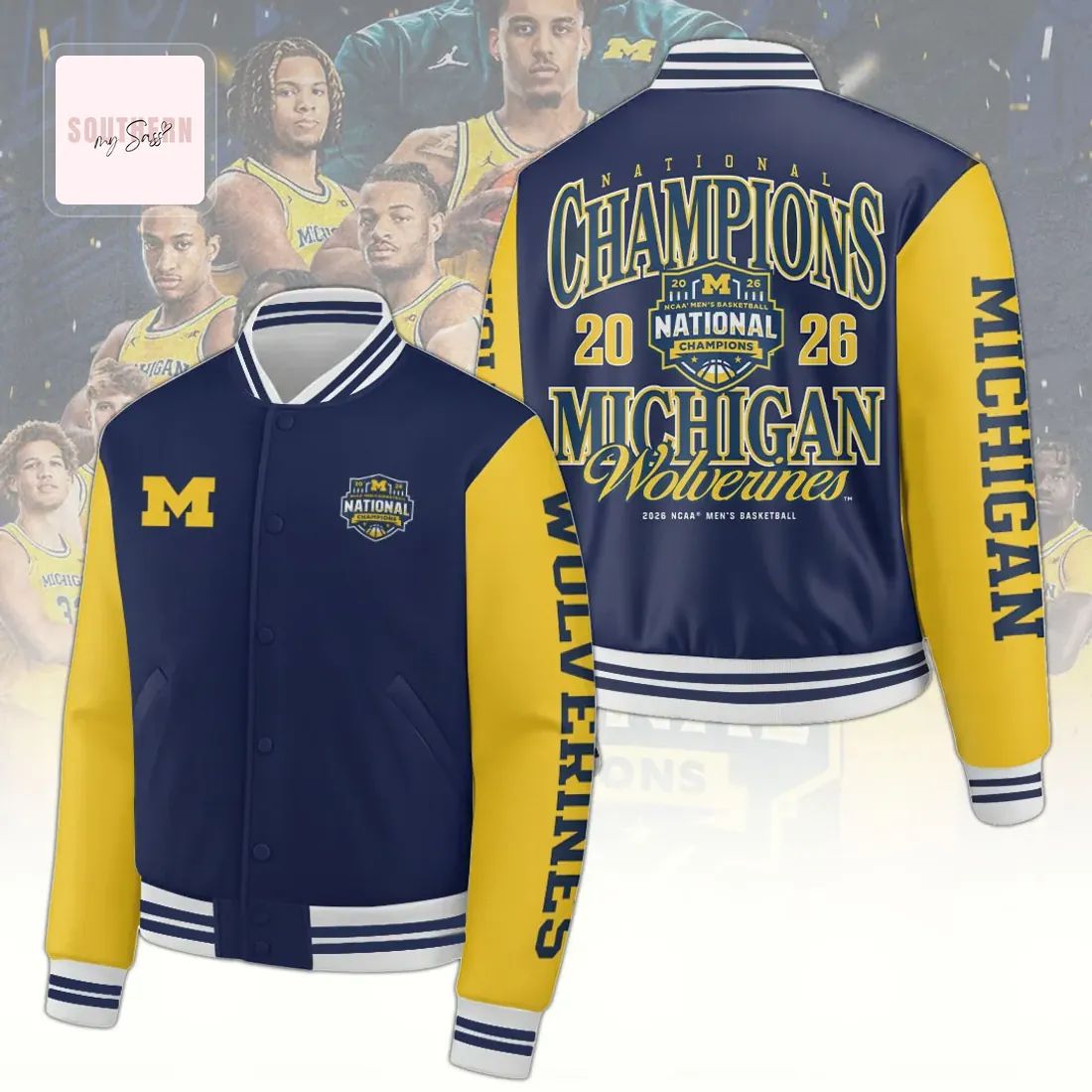 Michigan Wolverines 2026 Men’s Basketball National Champions Baseball Jacket