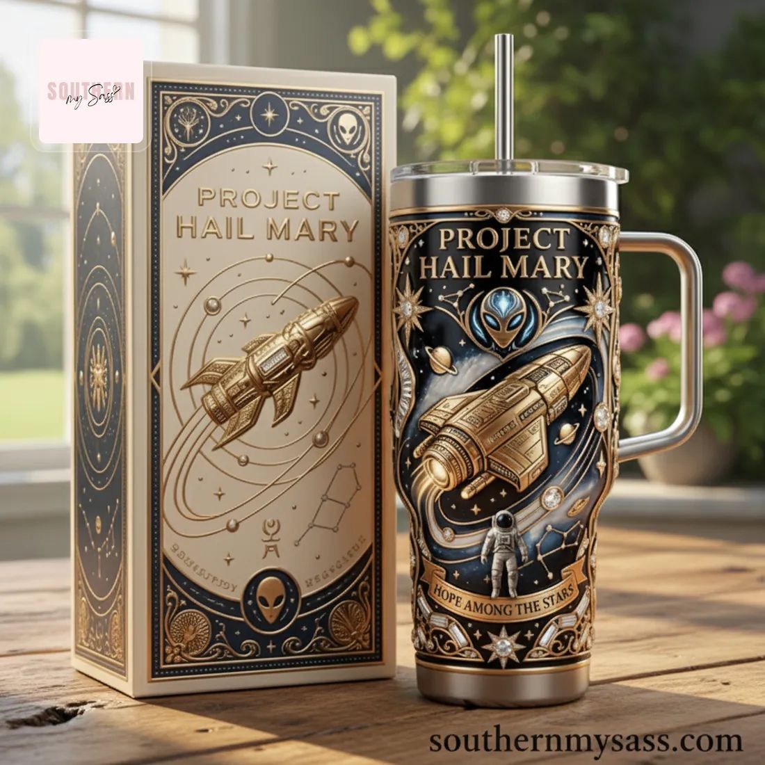 Project Hail Mary Fandom Space Gold Design 40oz Tumbler
