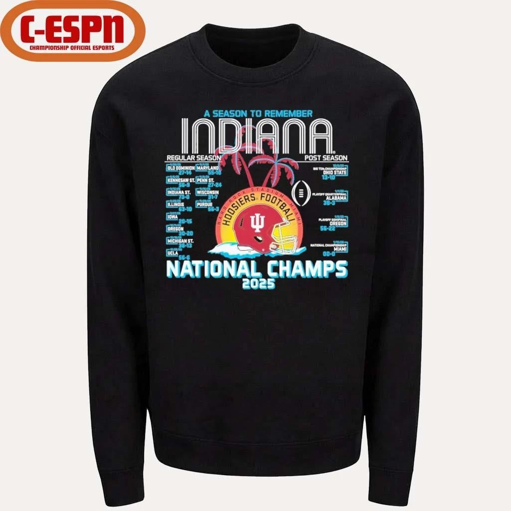 Indiana Football CFP National Champions Retro Schedule T-Shirt