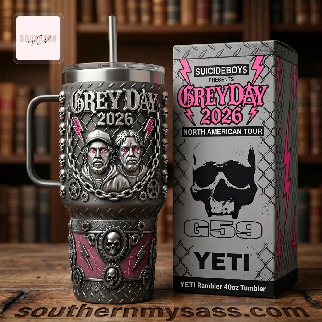$UICIDEBOY$ Grey Day 2026 North American Tour 40oz Insulated Tumbler with Handle