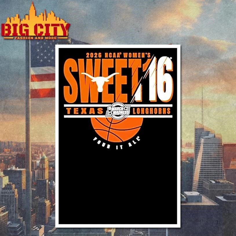 Texas Longhorns Sweet 16 2026 Womens March Madness Graphic Shirt