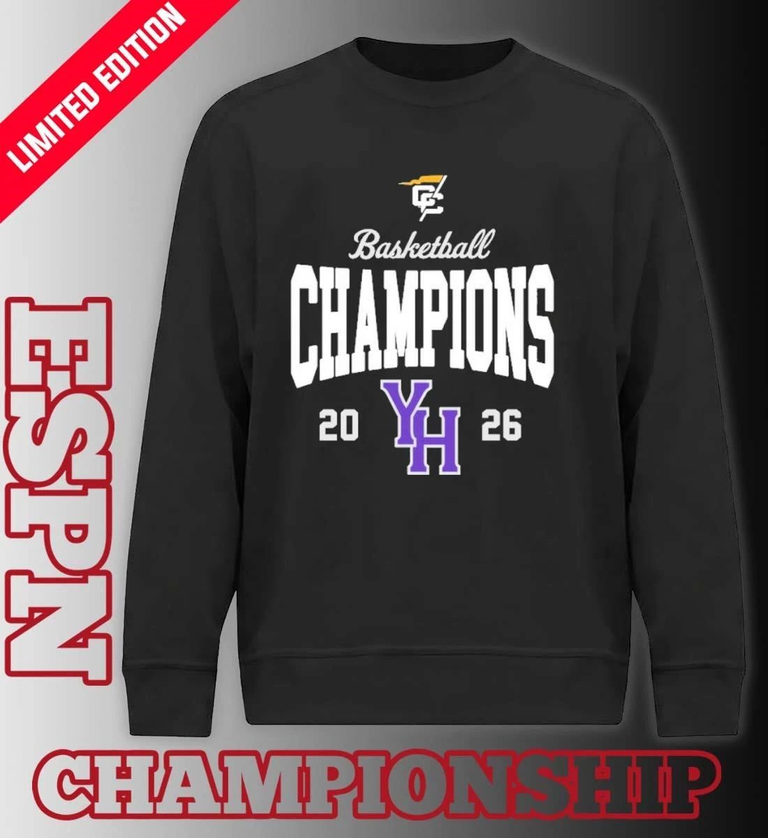 2026 Conference Carolinas Champions Young Harris Men’s Basketball T- Shirt