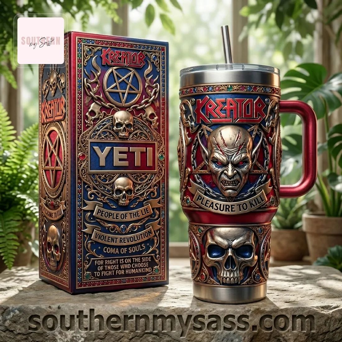 Kreator Thrash Metal Band 40oz Yeti Tumbler With Handle