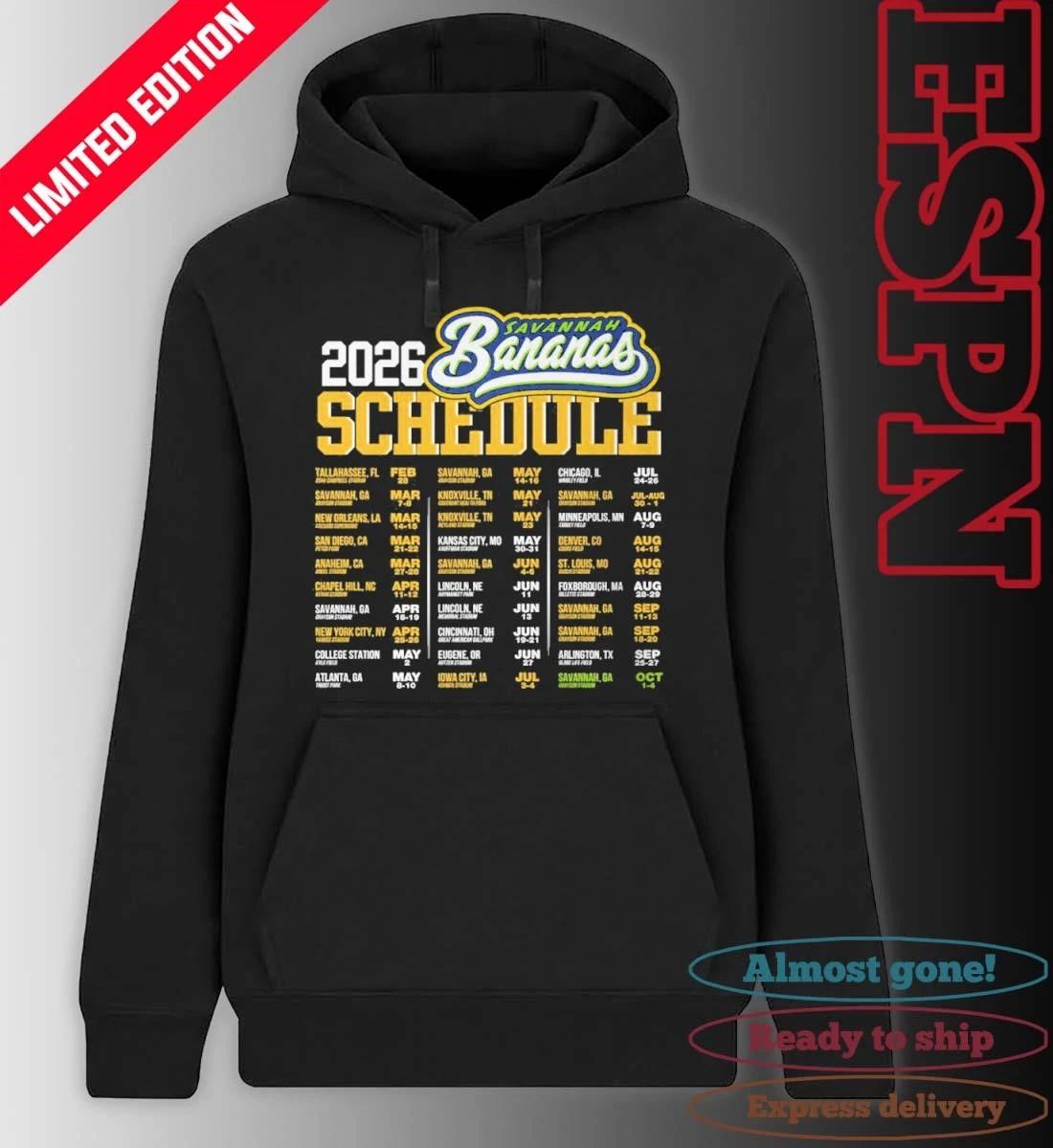 Savannah Bananas 2026 World Tour Bananas Schedule Shirt